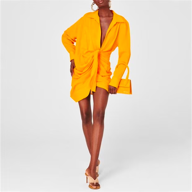 Jacquemus La Robe Bahia Knotted Shirt Dress