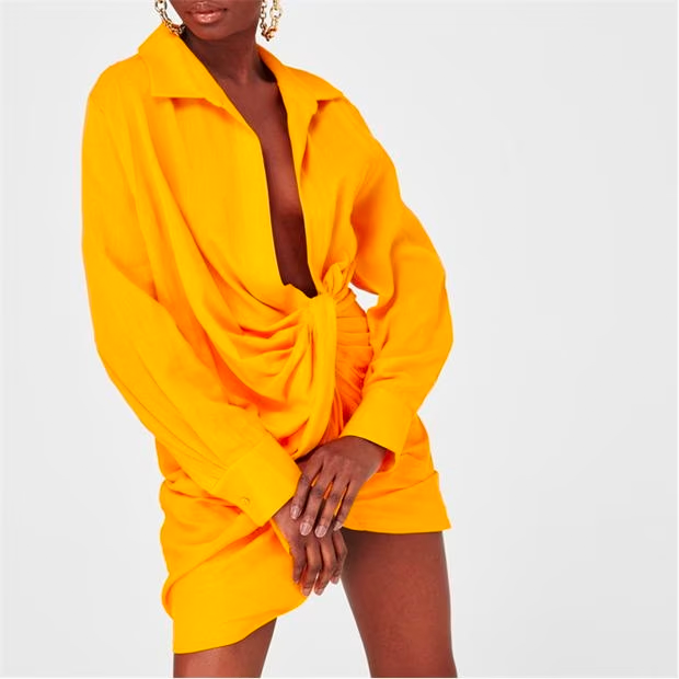 Orange La Robe Bahia Knotted Shirt Dress
