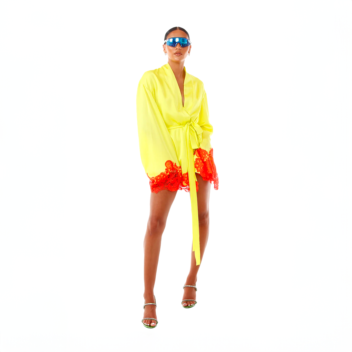 Khirzad Feme Rio Robe Yellow with Orange Lace