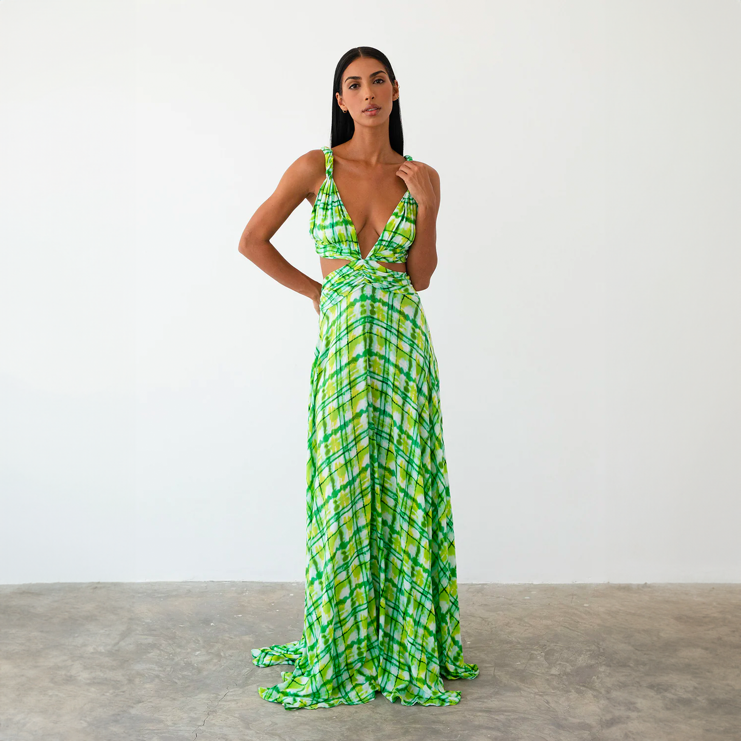 Skylar Gown Le Salty Green print